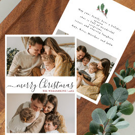 Elegant Script 3 Photo Minimal Christmas Greetings シーズンカード