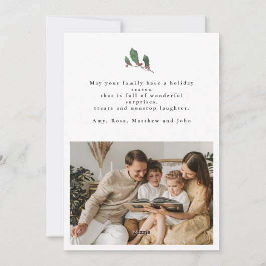 Elegant Script 3 Photo Minimal Christmas Greetings シーズンカード (裏面)