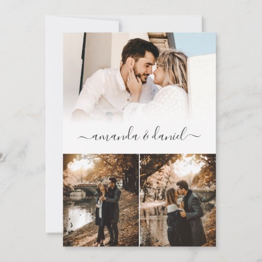 Elegant Script 4 Photo Wedding 招待状 (裏面)