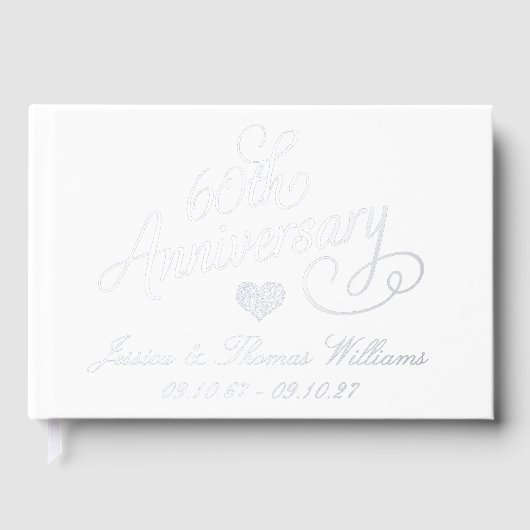 Elegant Script 60th Diamond Wedding Anniversary ゲストブック (正面)
