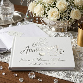 Elegant Script 60th Diamond Wedding Anniversary ゲストブック