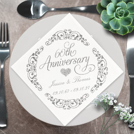 Elegant Script 60th Diamond Wedding Anniversary スタンダードカクテルナプキン