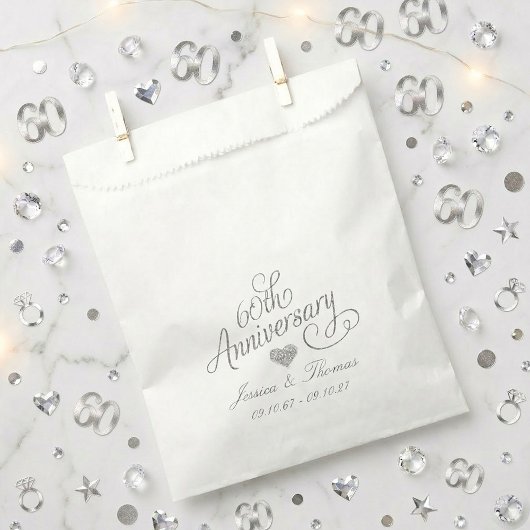 Elegant Script 60th Diamond Wedding Anniversary フェイバーバッグ