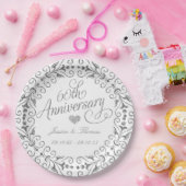 Elegant Script 60th Diamond Wedding Anniversary ペーパープレート (パーティー)
