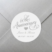 Elegant Script 60th Diamond Wedding Anniversary ラウンドシール