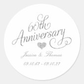 Elegant Script 60th Diamond Wedding Anniversary ラウンドシール (正面)