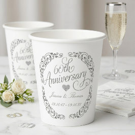 Elegant Script 60th Diamond Wedding Anniversary 紙コップ