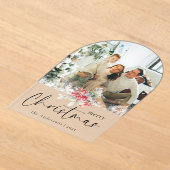 Elegant Script | Arch Family Photo Christmas Card アクリル招待状 (レイダウン)
