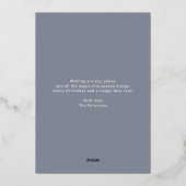 Elegant Script Arch Newlyweds Photo Gray Gold 箔シーズンカード (裏面)