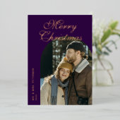 Elegant Script Arch Newlyweds Photo Rose Gold 箔シーズンカード (立ち正面)