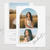 Elegant Script Arch Photo Collage Graduation 案内状 (正面/裏面)