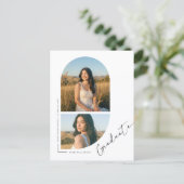Elegant Script Arch Photo Graduation Announcement ポストカード (スタンド正面)