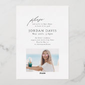 Elegant Script Arch Photo Graduation Announcement 箔招待状 (裏面)