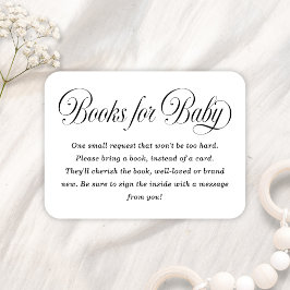 Elegant Script B & W Baby Shower Books For Baby エンクロージャーカード