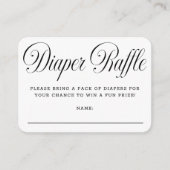 Elegant Script B & W Baby Shower Diaper Raffle エンクロージャーカード (正面)