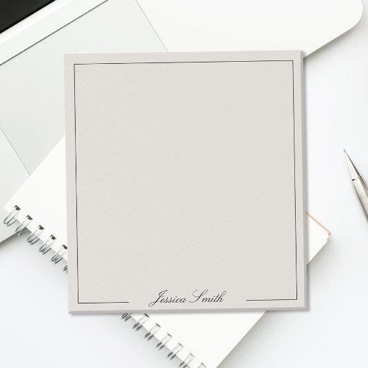 Elegant Script Black and Ivory Monogram Border ノートパッド