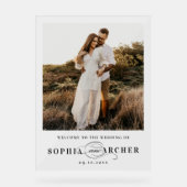 Elegant Script Black and White Wedding Welcome アクリルサイン (正面)