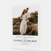 Elegant Script Black and White Wedding Welcome アクリルサイン (傾斜)