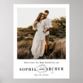 Elegant Script Black and White Wedding Welcome ポスター (正面)
