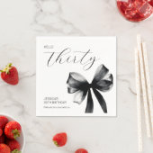Elegant Script Black Bow 30th Birthday Party スタンダードカクテルナプキン (インサイチュ)