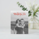 Elegant Script Black Children Photo Christmas シーズンポストカード (スタンド正面)