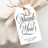 Elegant Script Black & White Baby Shower Favor ギフトタグ