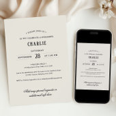 Elegant Script Black & White Photo Funeral 招待状