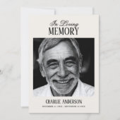 Elegant Script Black & White Photo Funeral 招待状 (正面)