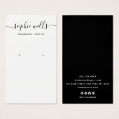 Elegant Script Black White QR Code Earring Display (正面&裏面)