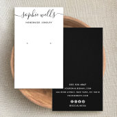 Elegant Script Black White QR Code Earring Display
