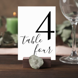 Elegant Script Black & White Reception Table Card テーブルナンバー
