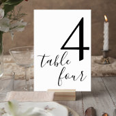 Elegant Script Black & White Reception Table Card テーブルナンバー