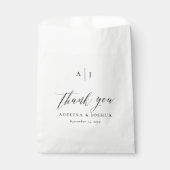 Elegant Script Black & White Thank You Wedding フェイバーバッグ (正面)