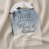 Elegant Script Blue Gradient Wedding Save The Date アクリル招待状