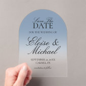 Elegant Script Blue Gradient Wedding Save The Date アクリル招待状 (インサイチュ (ポータブル))