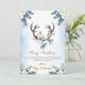 Elegant Script Blue Non Photo Watercolor Reindeer シーズンカード (スタンド正面)