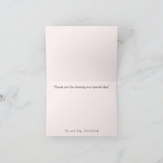 Elegant Script Blush Floral Wedding Thank You サンキューカード (内部)