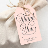 Elegant Script Blush Pink Baby Shower Favor ギフトタグ