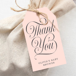 Elegant Script Blush Pink Baby Shower Favor ギフトタグ