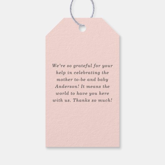 Elegant Script Blush Pink Baby Shower Favor ギフトタグ (裏面)