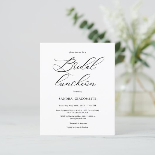 Elegant Script Bridal luncheon Invitation (スタンド正面)