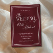 Elegant Script Burgundy Red Formal Wedding  招待状