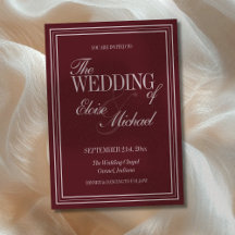 Elegant Script Burgundy Red Formal Wedding 