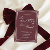 Elegant Script Burgundy Red Formal Wedding  招待状