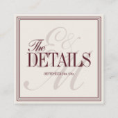 Elegant Script Burgundy Red Formal Wedding Details エンクロージャーカード (裏面)