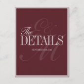 Elegant Script Burgundy Red Formal Wedding Details エンクロージャーカード (裏面)