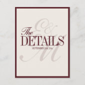 Elegant Script Burgundy Red Formal Wedding Details エンクロージャーカード (裏面)