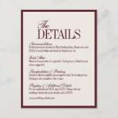 Elegant Script Burgundy Red Formal Wedding Details エンクロージャーカード (正面)