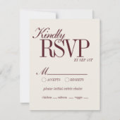 Elegant Script Burgundy Red Formal Wedding Details 出欠カード (正面)