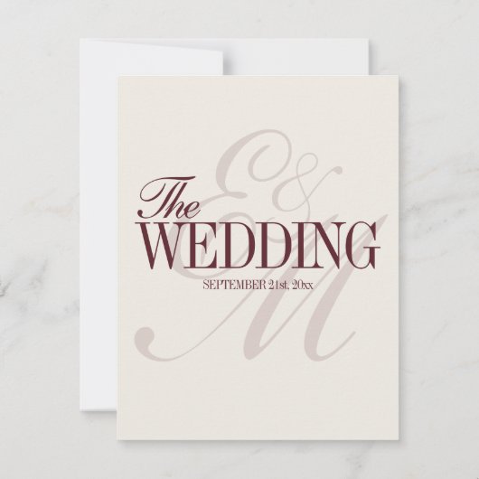 Elegant Script Burgundy Red Formal Wedding Details 出欠カード (裏面)